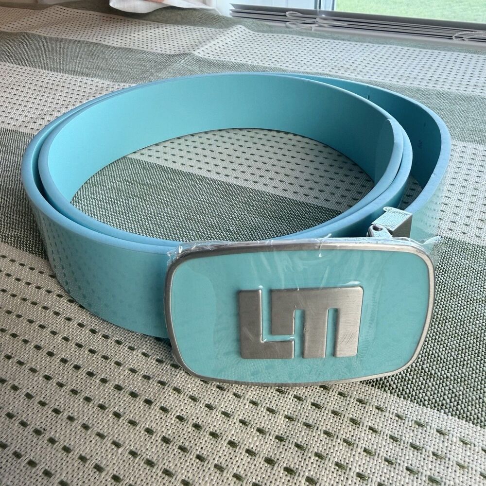 LoudMouth Golf Belt With Buckle Aqua Blue Patent Leather NEW Men’s 32 - 42